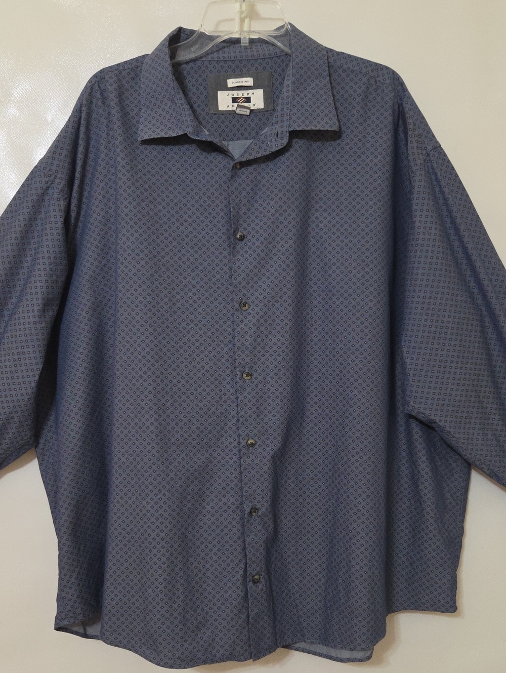 Joseph Abboud Men's Classit Fit Navy Micro-Print Button Up Cotton Shirt - 3X